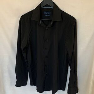 Nautica Men's Classic Black Dress Shirt Medium